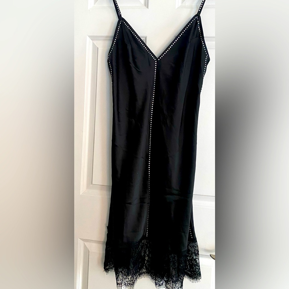 COPY - Victoria’s Secret Black Satin Slip Dress/ w Rhinestones